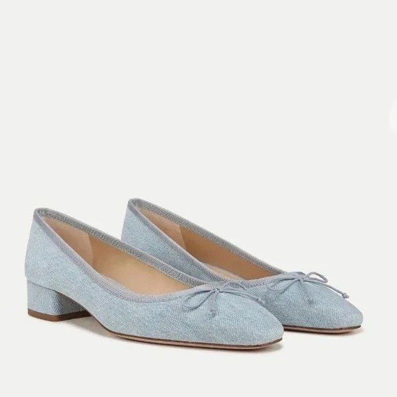 New Veronica Beard Women's denim Vista blue Cecile Slip On Mid Heel Pumps sz 9 - Picture 1 of 7